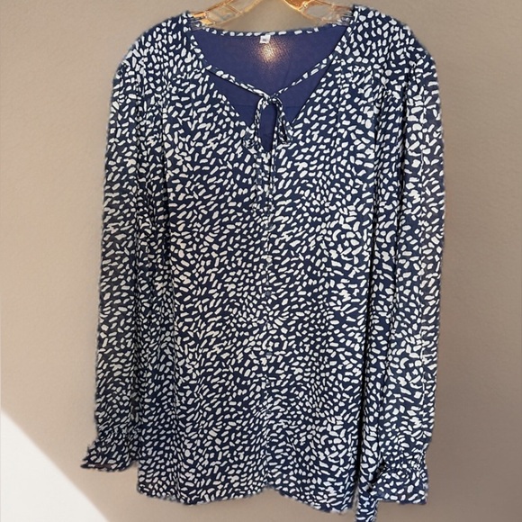 NEW WOMEN’S BOHO LONG SLEEVE FLORAL PRINT CHIFFON BLOUSE V NECK BUTTON FRONT XL - Picture 1 of 8